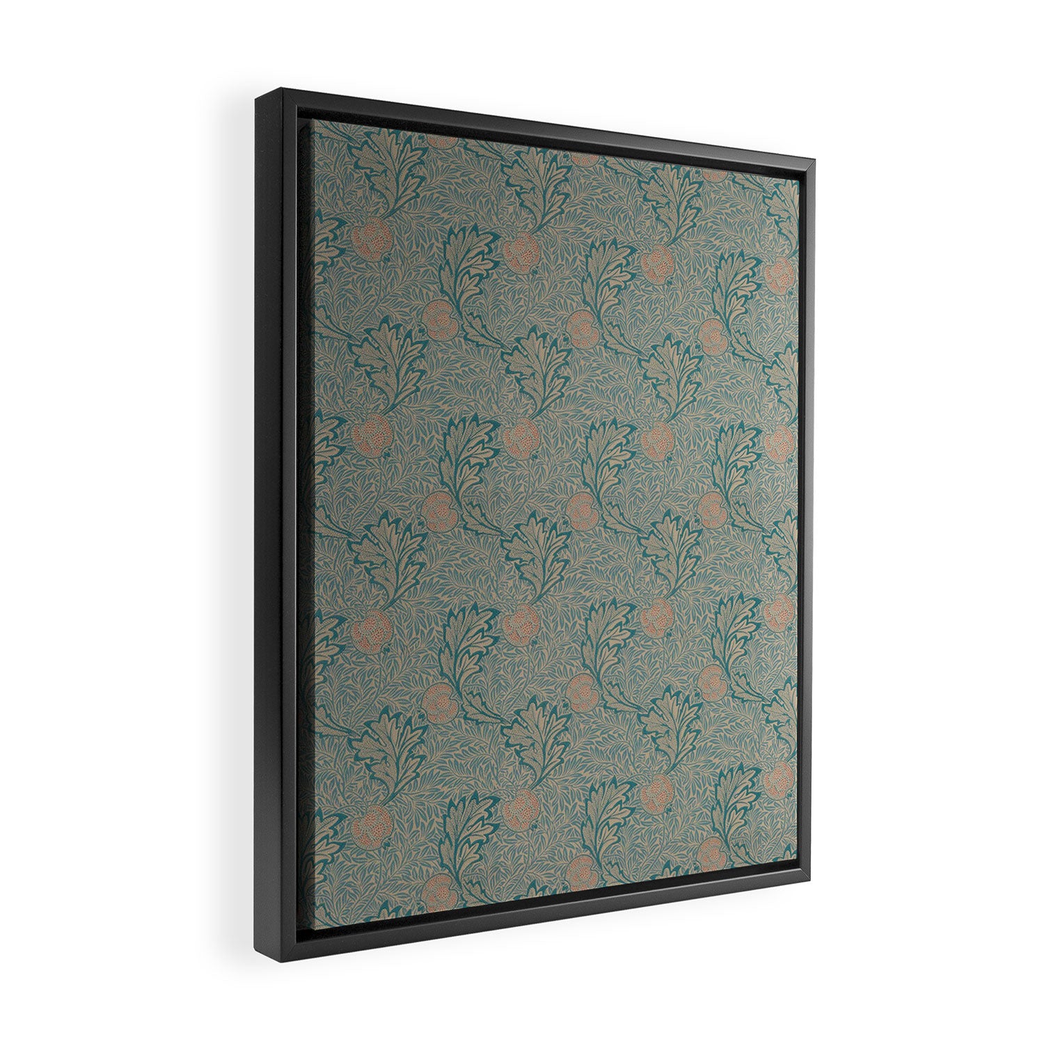 William Morris Apple Indigo Antique Gold Pattern Framed Canvas Print Gallery Image 2