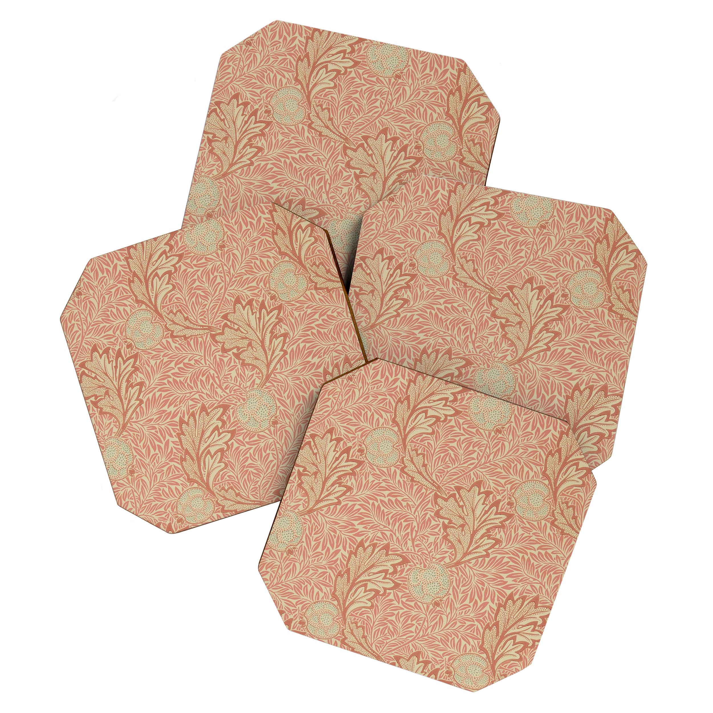 William Morris Apple Rust Gold Vintage Pattern Coaster Gallery Image 1