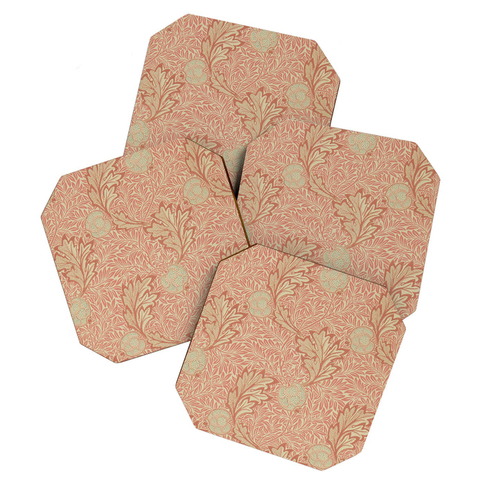 William Morris Apple Rust Gold Vintage Pattern Coaster Gallery Image 1