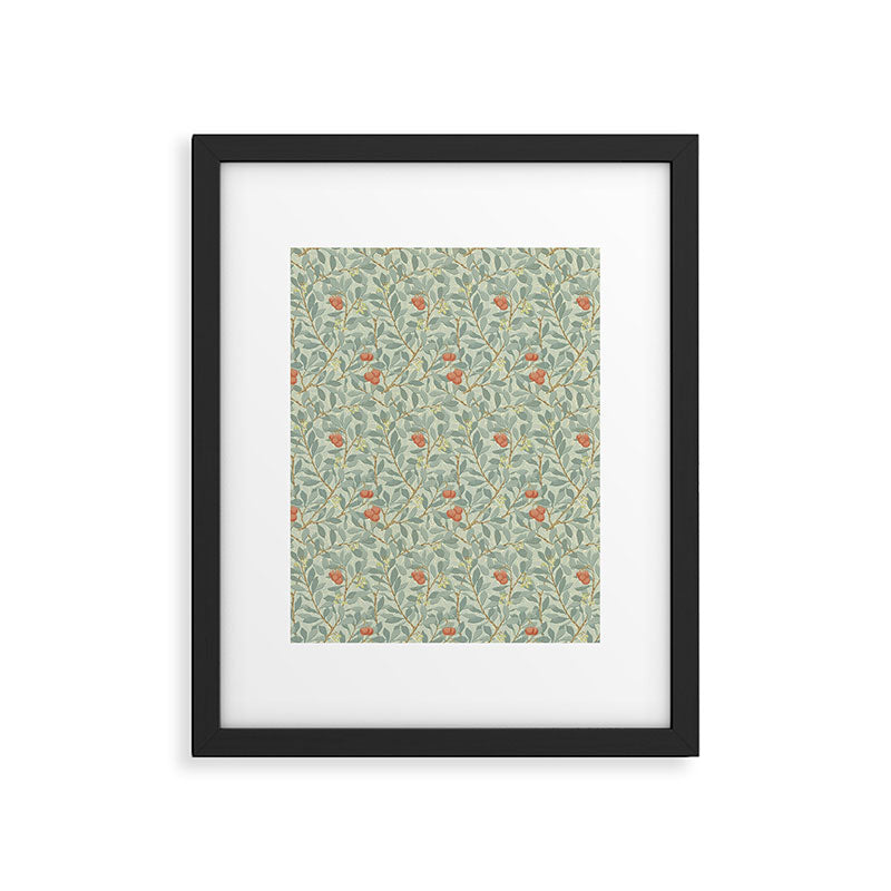 William Morris Arbutus Blue Cream Red Vintage Pattern Framed Art Print Gallery Image 6