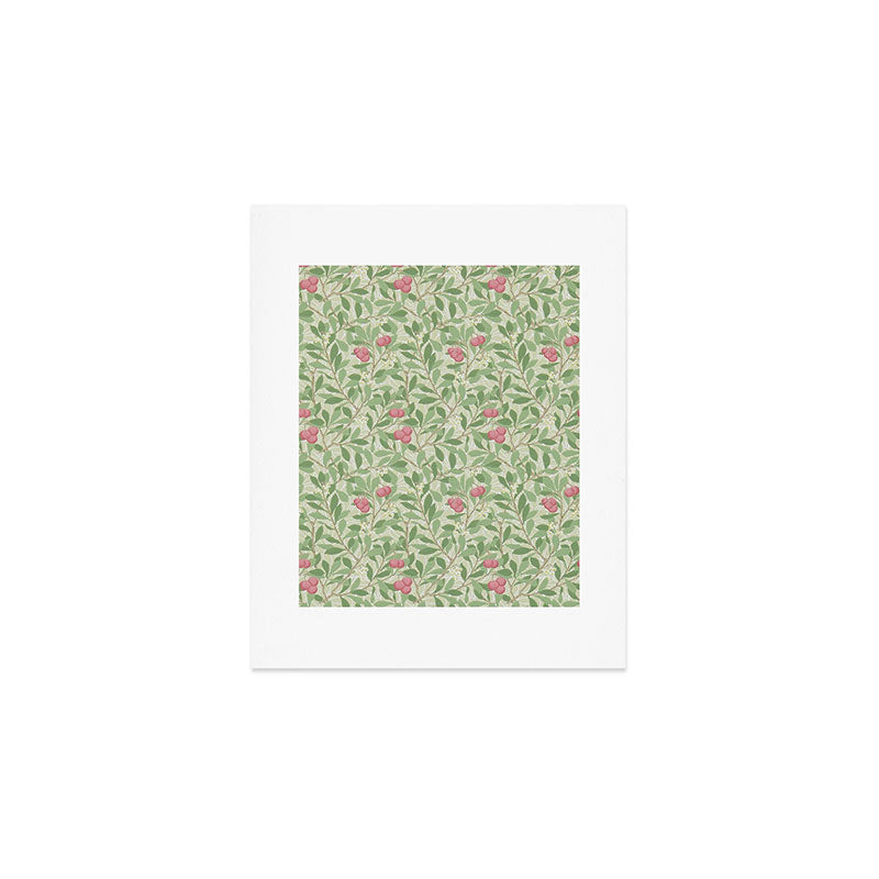 William Morris Arbutus Green Olive Pink Vintage Pattern Art Print Gallery Image 1