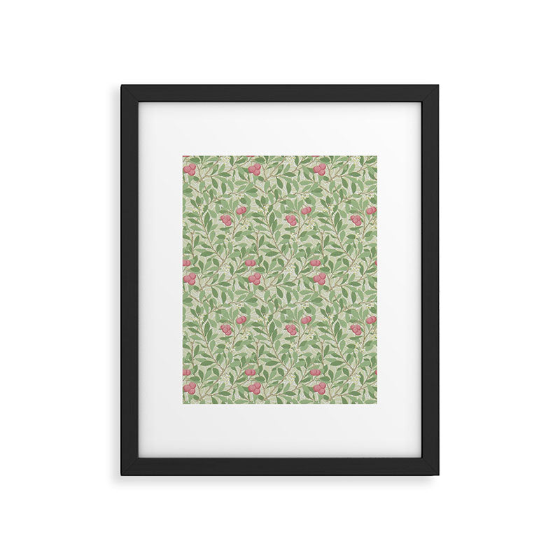 William Morris Arbutus Green Olive Pink Vintage Pattern Framed Art Print Gallery Image 6