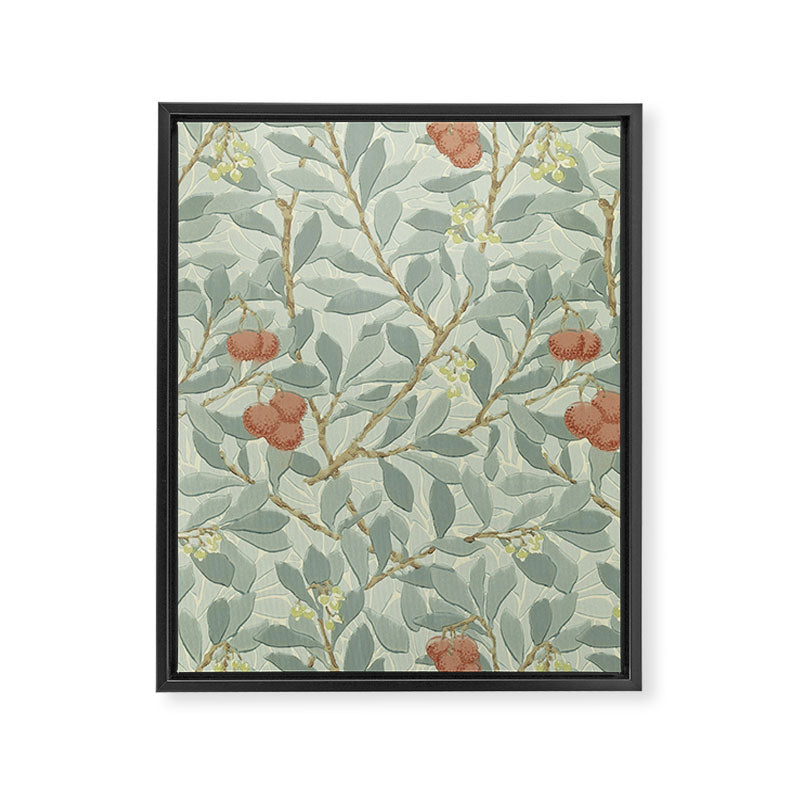 William Morris Arbutus Major Blue Cream Red Pattern Framed Canvas Print Gallery Image 8