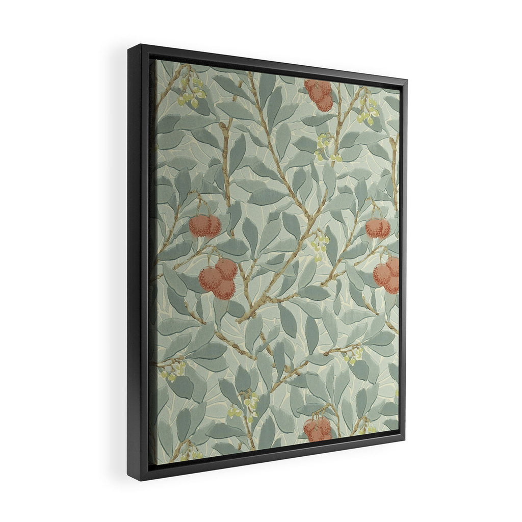 William Morris Arbutus Major Blue Cream Red Pattern Framed Canvas Print Gallery Image 2