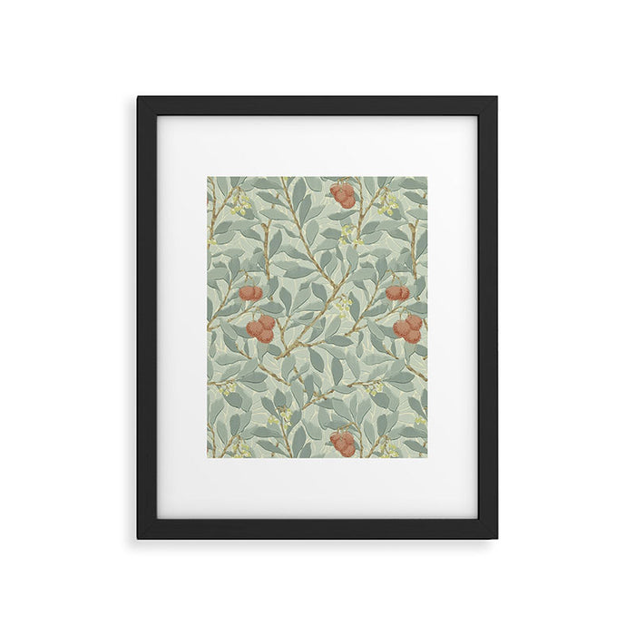 William Morris Arbutus Major Blue Cream Red Pattern Framed Art Print Gallery Image 1
