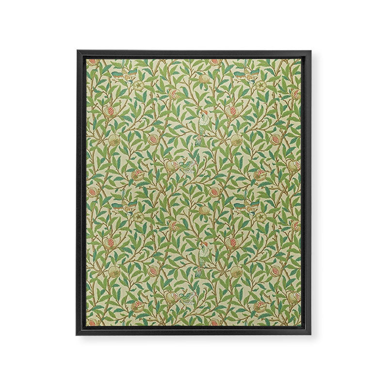 William Morris Bird and Pomegranate Green Parchment Framed Canvas Print Gallery Image 8