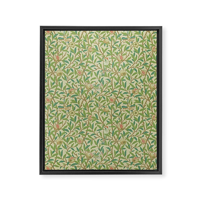 William Morris Bird and Pomegranate Green Parchment Framed Canvas Print Gallery Image 1
