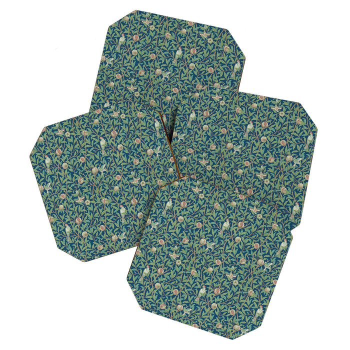 William Morris Bird and Pomegranate Blue Sage Coaster Gallery Image 1