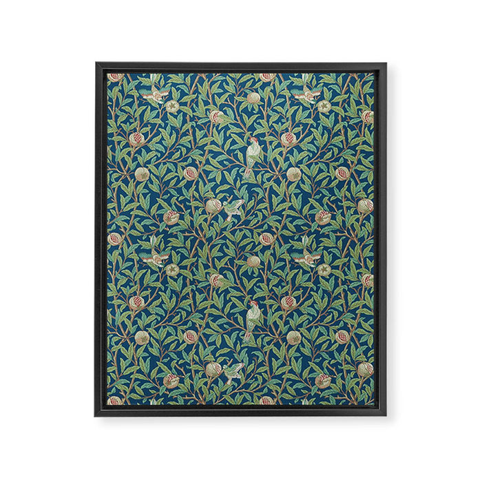 William Morris Bird and Pomegranate Blue Sage Framed Canvas Print Gallery Image 1