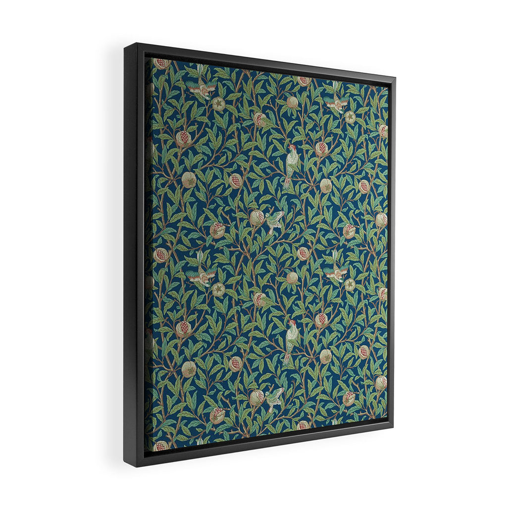 William Morris Bird and Pomegranate Blue Sage Framed Canvas Print Gallery Image 2