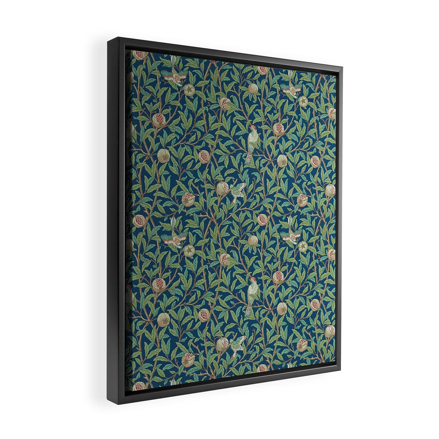 William Morris Bird and Pomegranate Blue Sage Framed Canvas Print Gallery Image 2