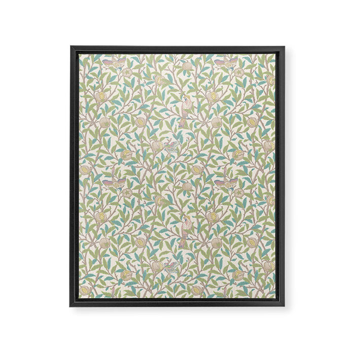 William Morris Bird and Pomegranate Pearl Jade Framed Canvas Print Gallery Image 1