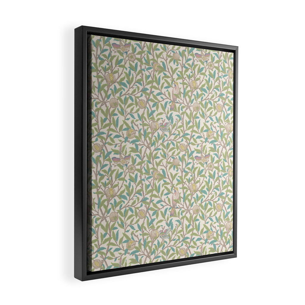 William Morris Bird and Pomegranate Pearl Jade Framed Canvas Print Gallery Image 2
