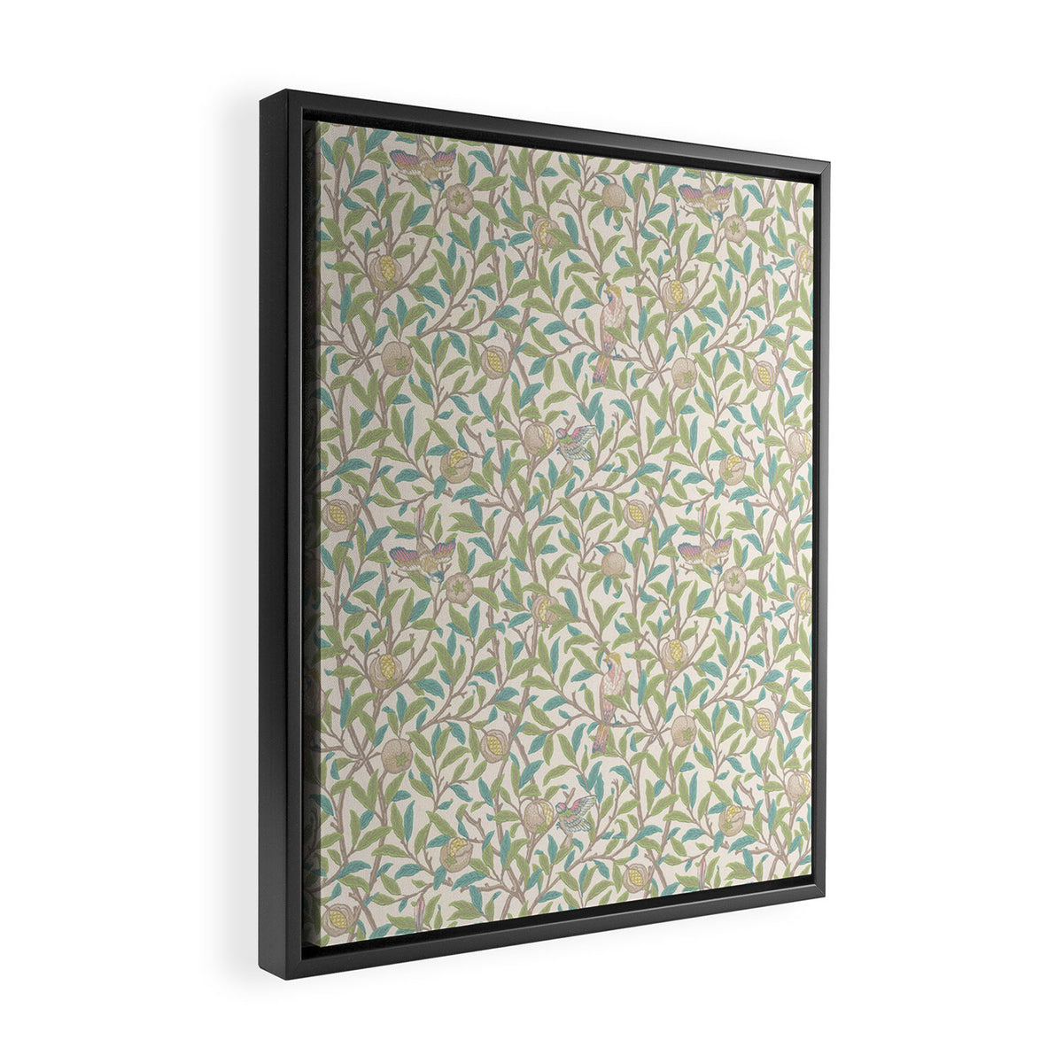 William Morris Bird and Pomegranate Pearl Jade Framed Canvas Print Gallery Image 2