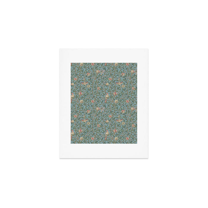 William Morris Bird and Pomegranate Turquoise Coral Art Print Gallery Image 1