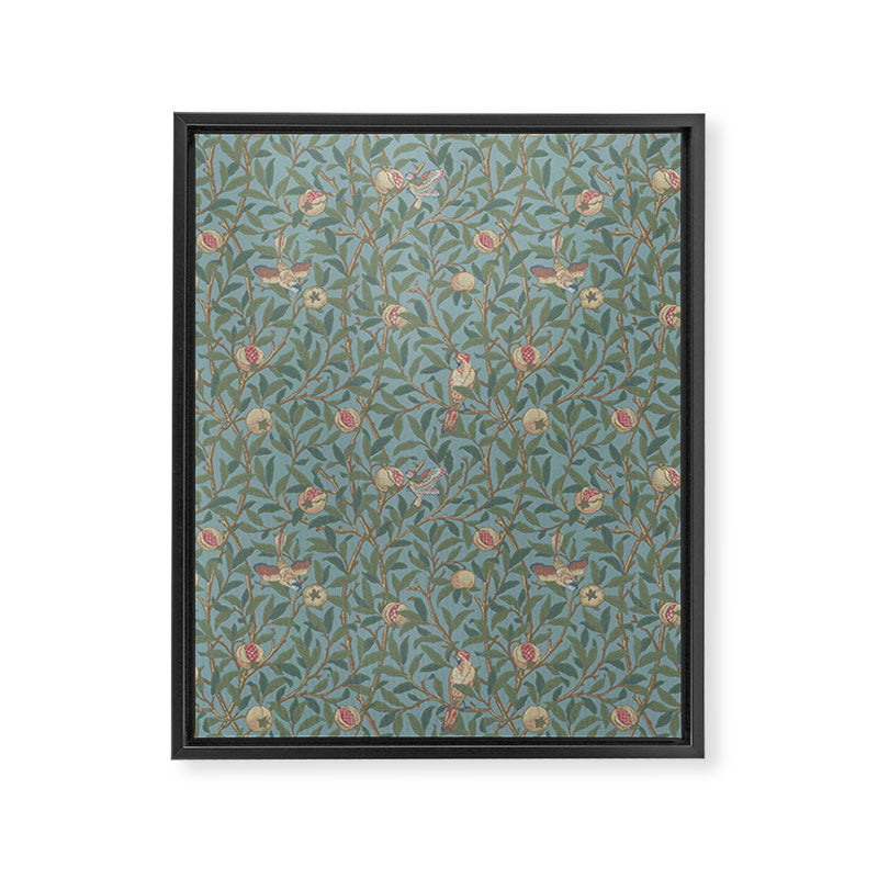 William Morris Bird and Pomegranate Turquoise Coral Framed Canvas Print Gallery Image 8