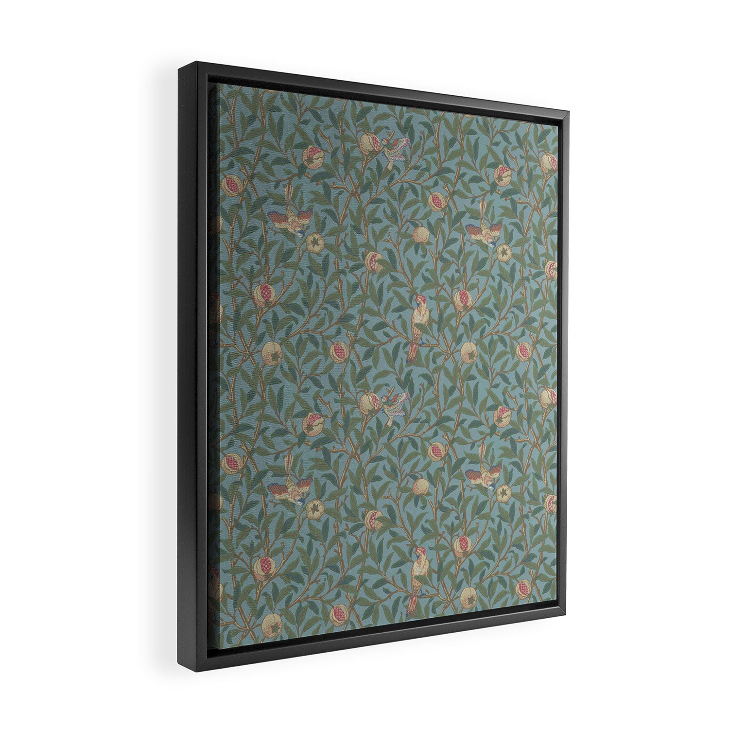 William Morris Bird and Pomegranate Turquoise Coral Framed Canvas Print Gallery Image 2