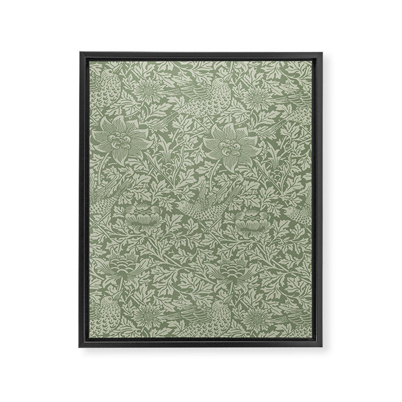 William Morris Bird & Anemone Sage Green Framed Canvas Print Gallery Image 8