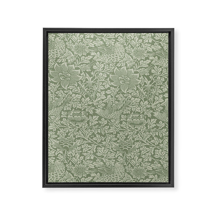 William Morris Bird & Anemone Sage Green Framed Canvas Print Gallery Image 1
