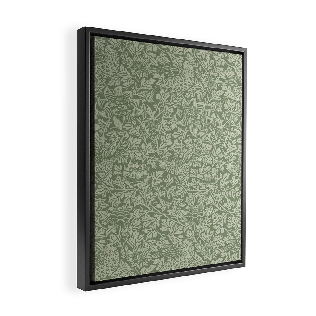 William Morris Bird & Anemone Sage Green Framed Canvas Print Gallery Image 2