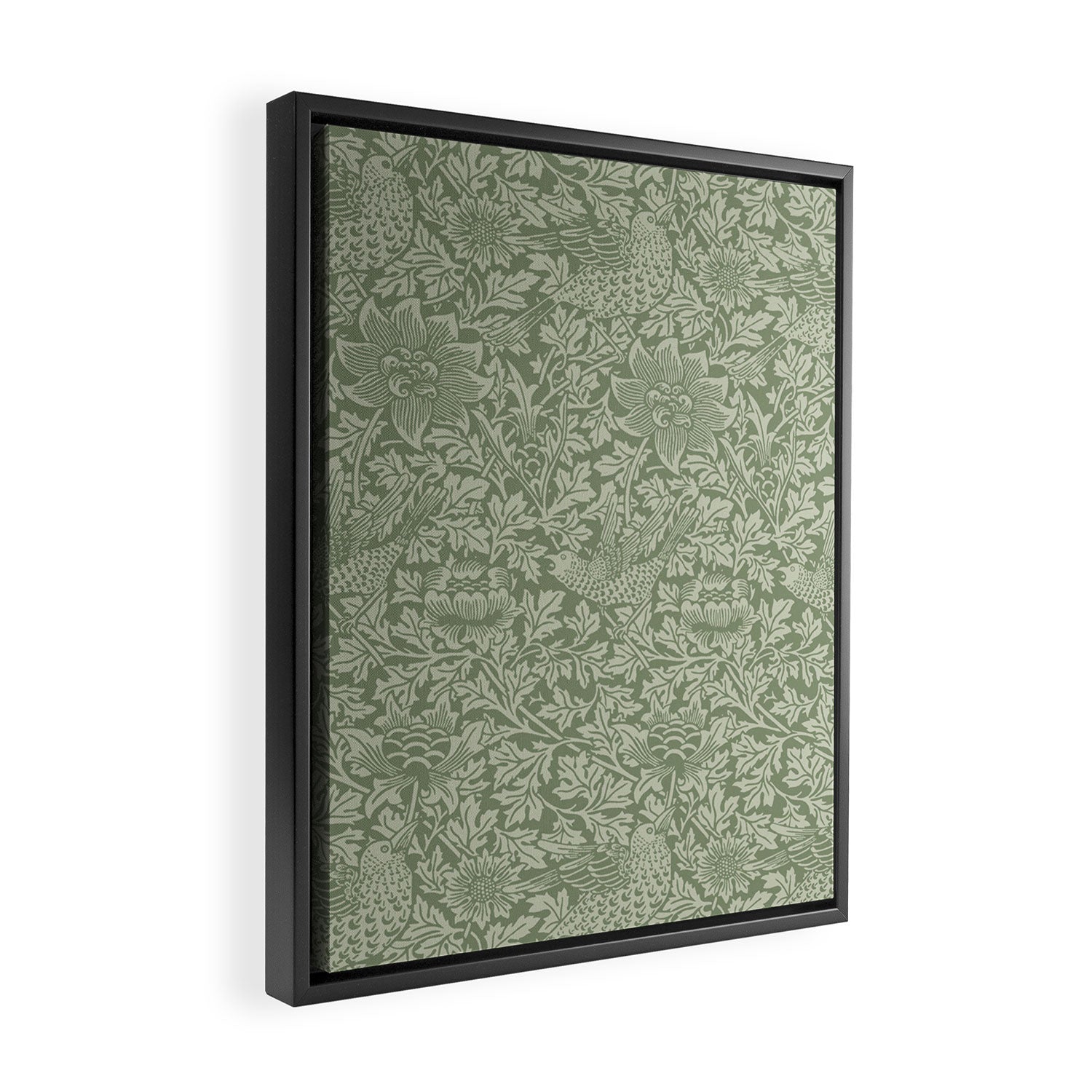 William Morris Bird & Anemone Sage Green Framed Canvas Print Gallery Image 2