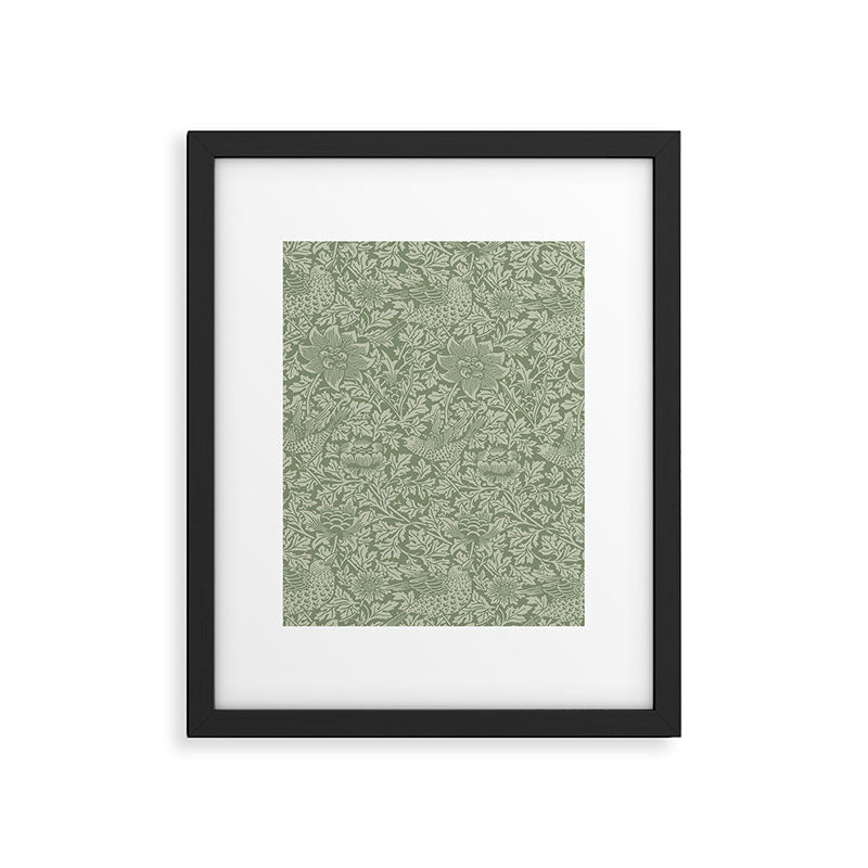 William Morris Bird & Anemone Sage Green Framed Art Print Gallery Image 6