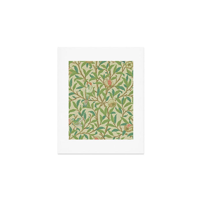 William Morris Bird & Pomegranate Bayleaf and Cream Art Print Gallery Image 1