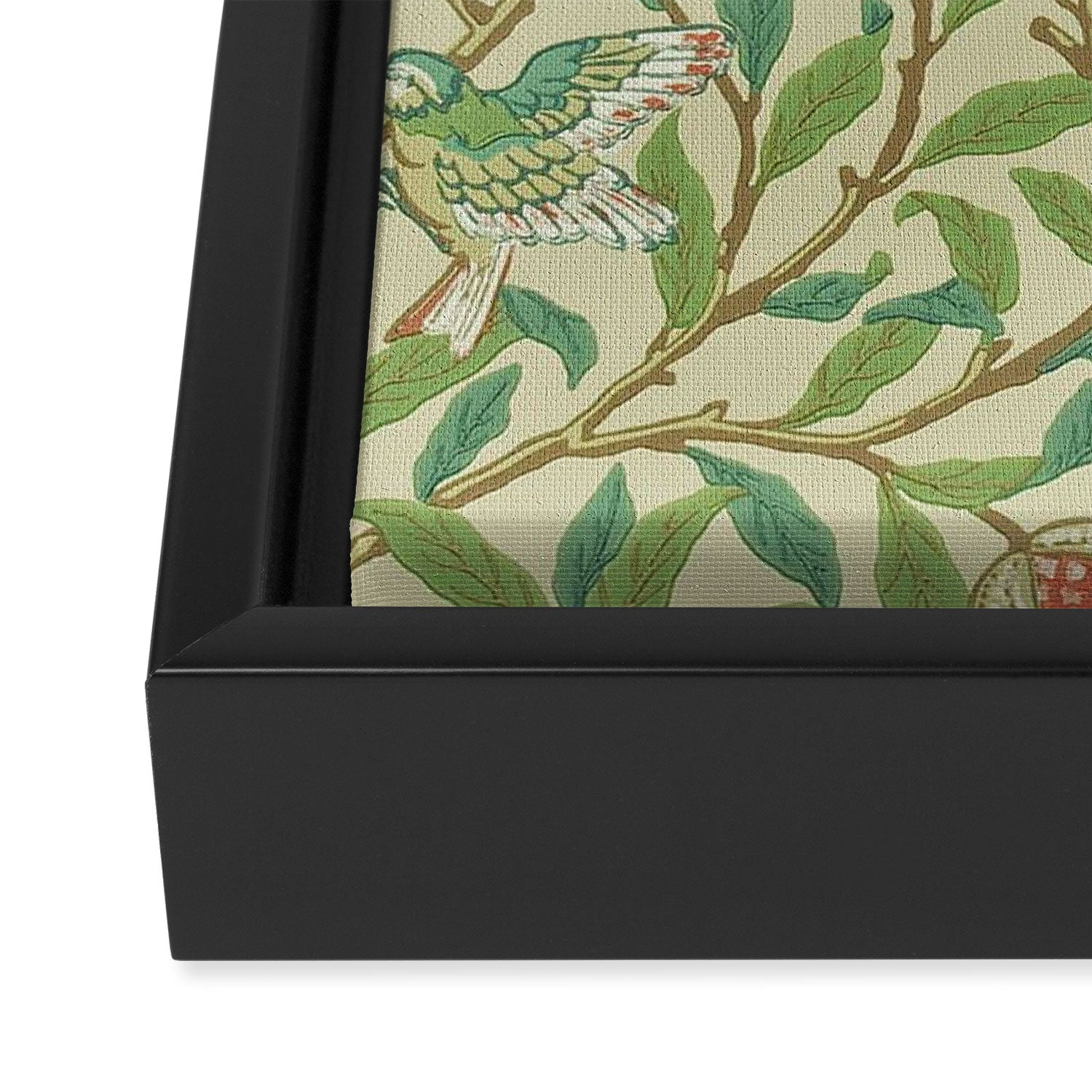 William Morris Bird & Pomegranate Bayleaf and Cream Framed Canvas Print Gallery Image 3