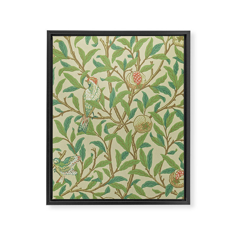 William Morris Bird & Pomegranate Bayleaf and Cream Framed Canvas Print Gallery Image 8