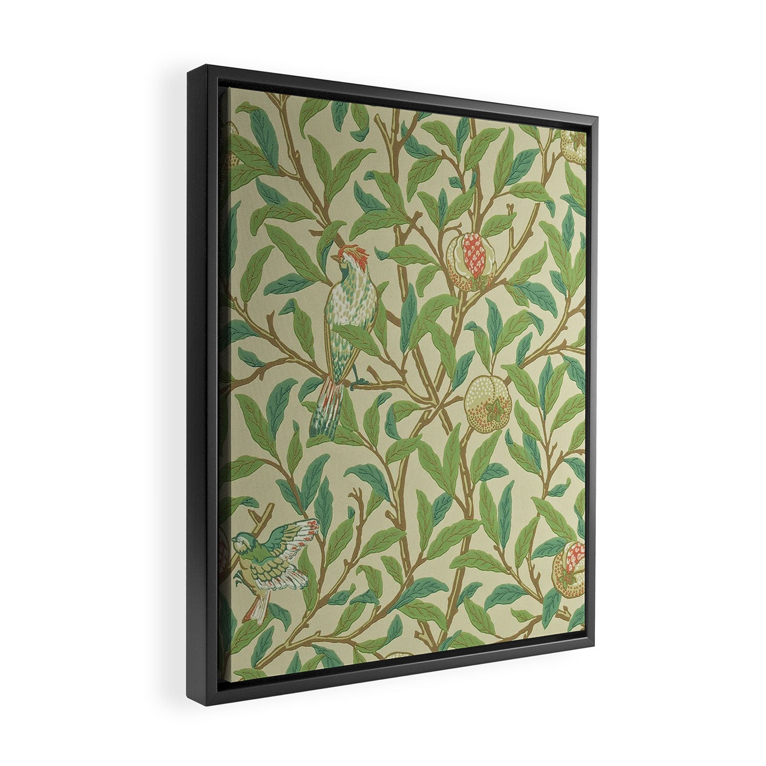 William Morris Bird & Pomegranate Bayleaf and Cream Framed Canvas Print Gallery Image 2