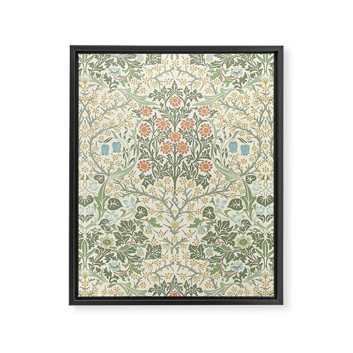 William Morris Blackthorn Cream Pastel Floral Framed Canvas Print Gallery Image 1
