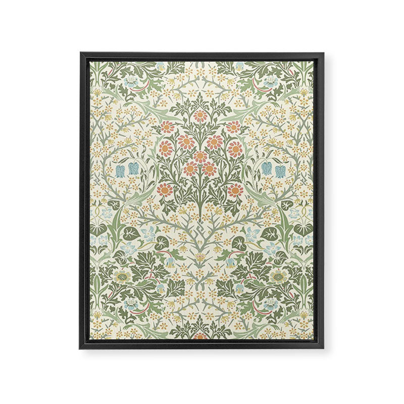 William Morris Blackthorn Cream Pastel Floral Framed Canvas Print Gallery Image 8