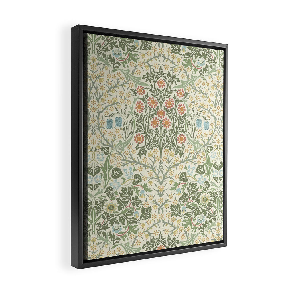 William Morris Blackthorn Cream Pastel Floral Framed Canvas Print Gallery Image 2