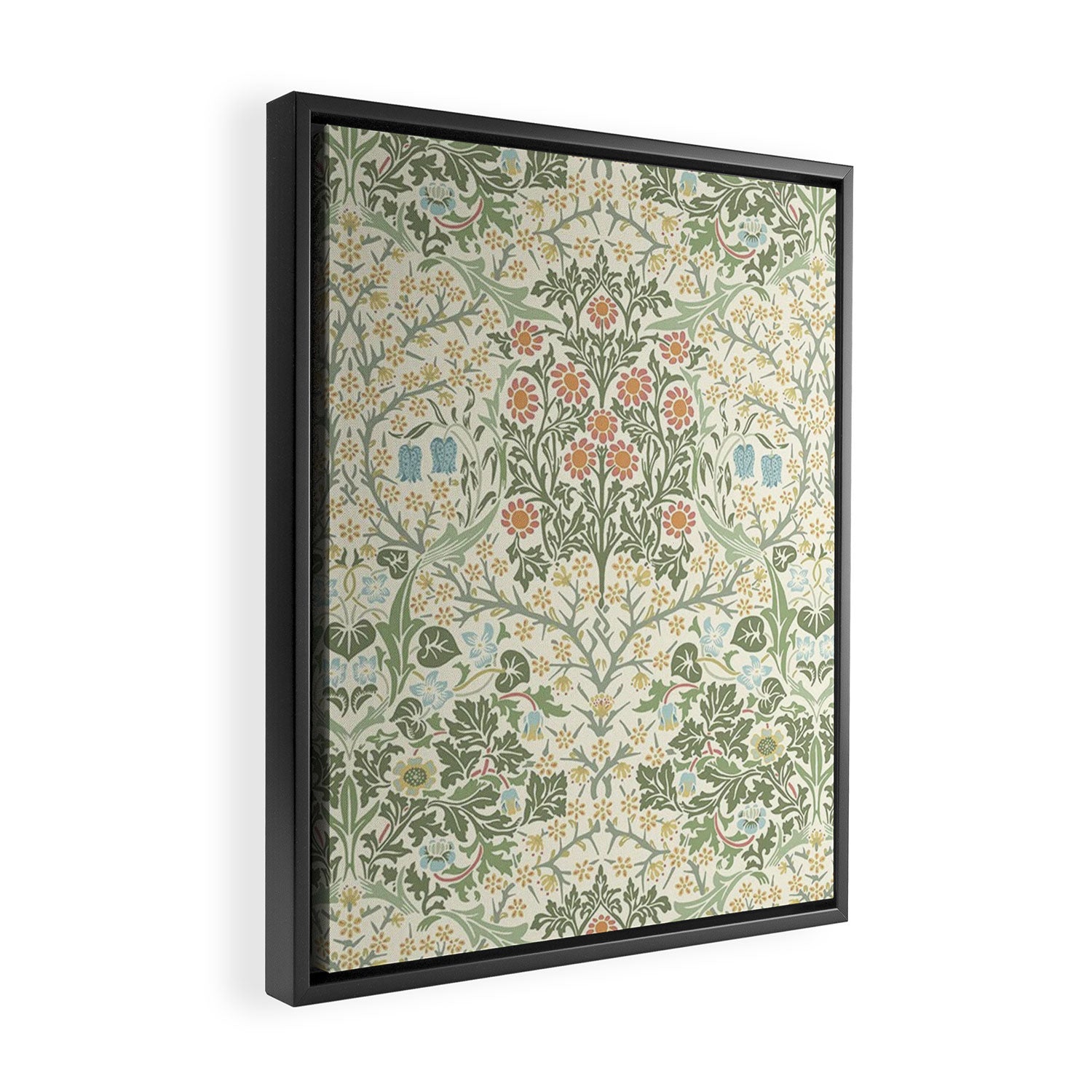 William Morris Blackthorn Cream Pastel Floral Framed Canvas Print Gallery Image 2