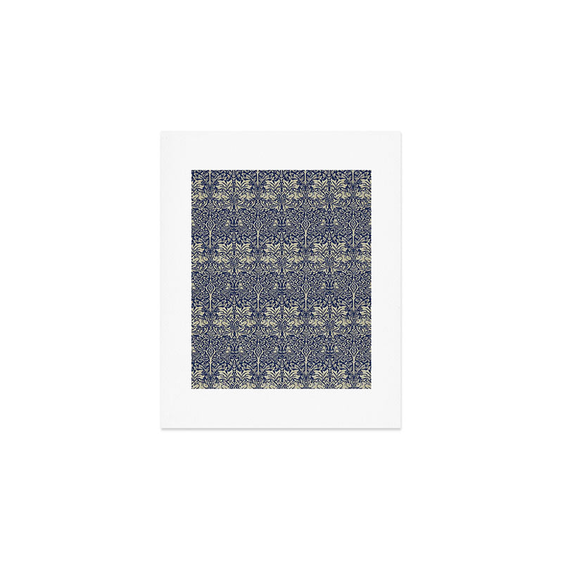William Morris Brer Rabbit Indigo Blue Vintage Pattern Art Print Gallery Image 1