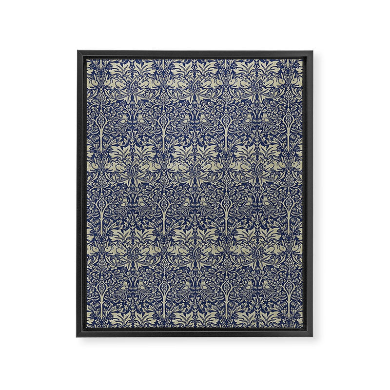 William Morris Brer Rabbit Indigo Blue Vintage Pattern Framed Canvas Print Gallery Image 8