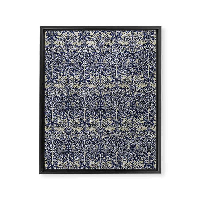 William Morris Brer Rabbit Indigo Blue Vintage Pattern Framed Canvas Print Gallery Image 1