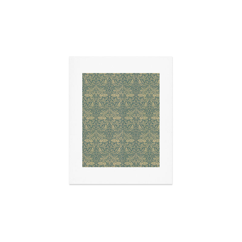 William Morris Brer Rabbit Blue Peacock Gold Vintage Pattern Art Print Gallery Image 1