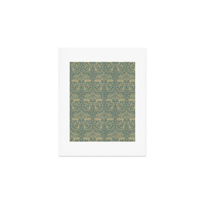 William Morris Brer Rabbit Blue Peacock Gold Vintage Pattern Art Print Gallery Image 1
