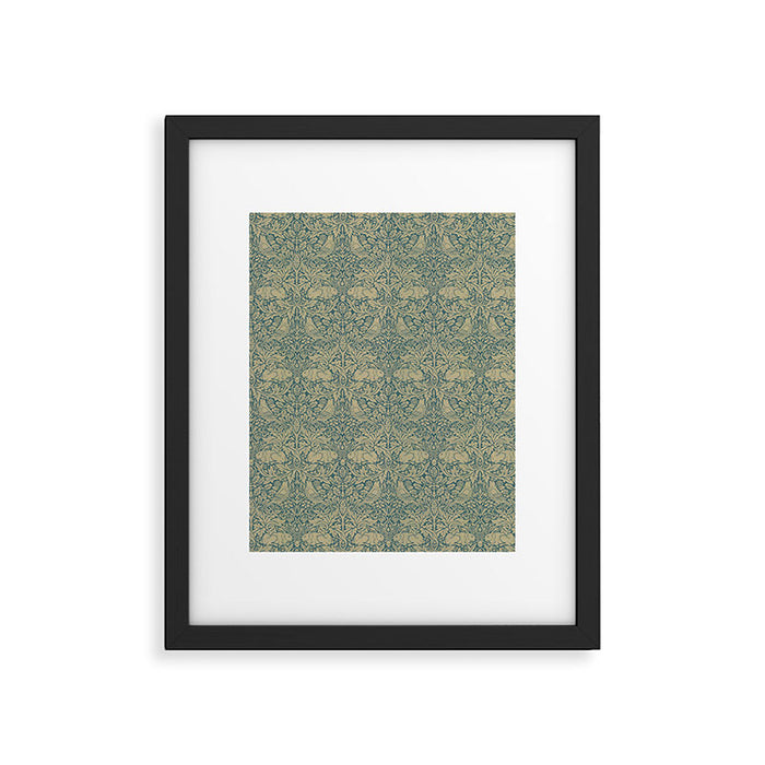 William Morris Brer Rabbit Blue Peacock Gold Vintage Pattern Framed Art Print Gallery Image 1