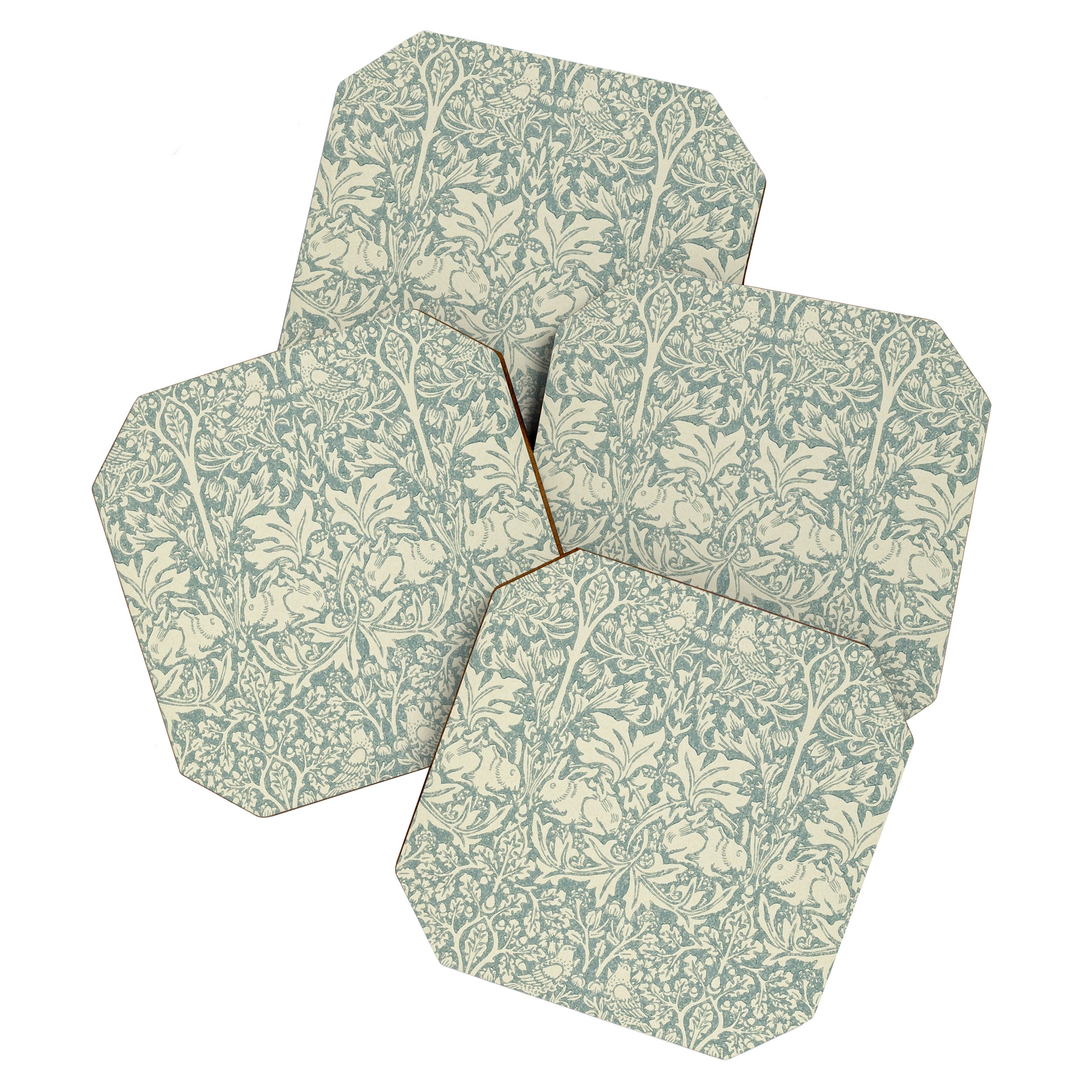 William Morris Brer Rabbit Blue Slate Vellum Pattern Coaster Gallery Image 1