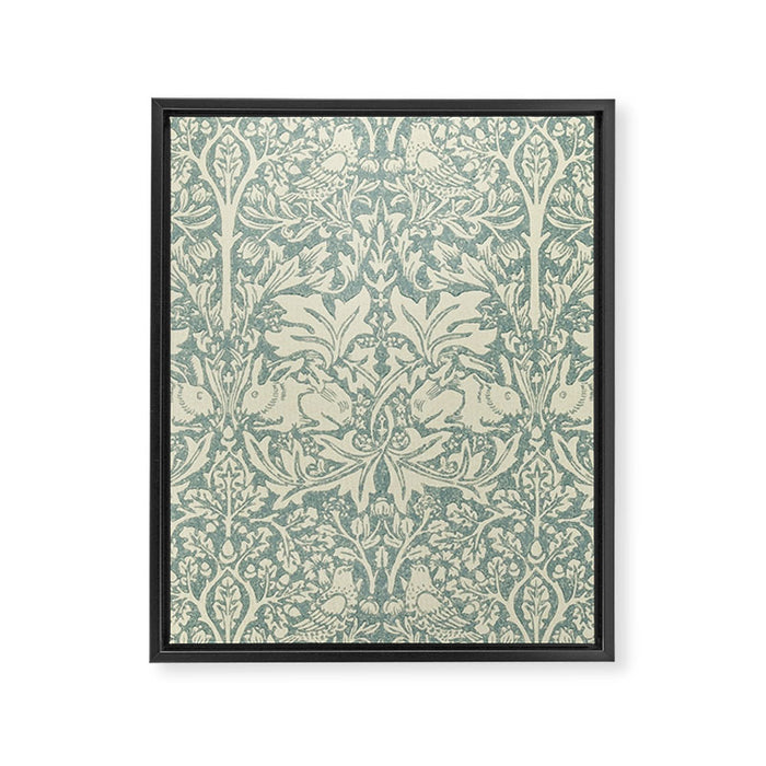 William Morris Brer Rabbit Blue Slate Vellum Pattern Framed Canvas Print Gallery Image 1