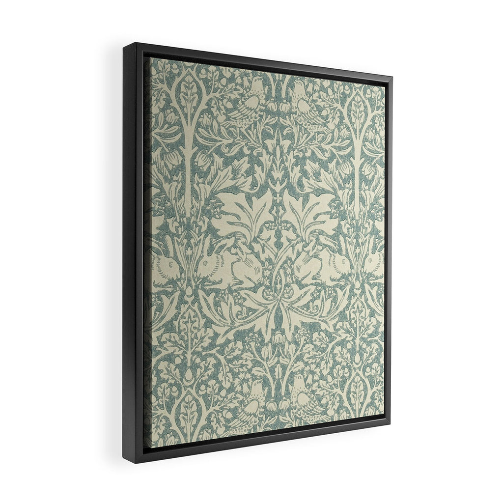 William Morris Brer Rabbit Blue Slate Vellum Pattern Framed Canvas Print Gallery Image 2