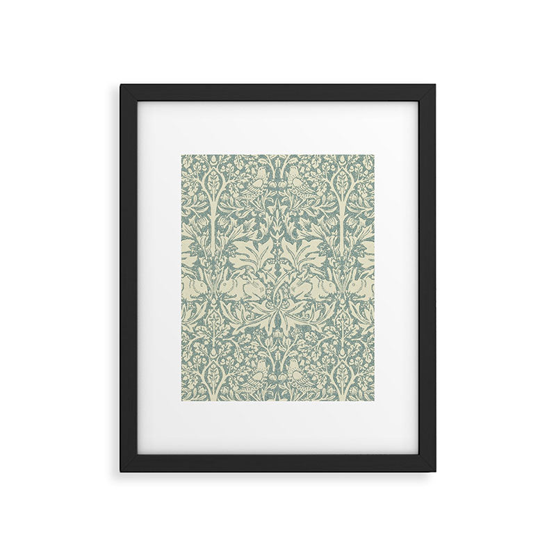 William Morris Brer Rabbit Blue Slate Vellum Pattern Framed Art Print Gallery Image 6
