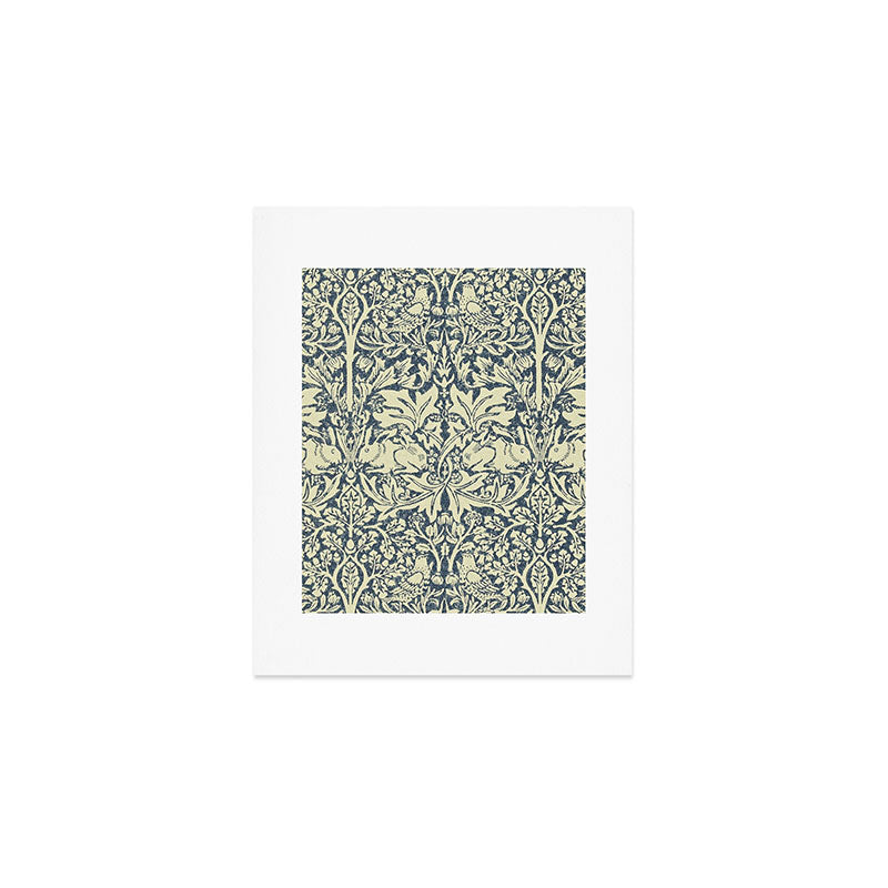 William Morris Brer Rabbit Indigo Blue Vintage Pattern Art Print Gallery Image 1