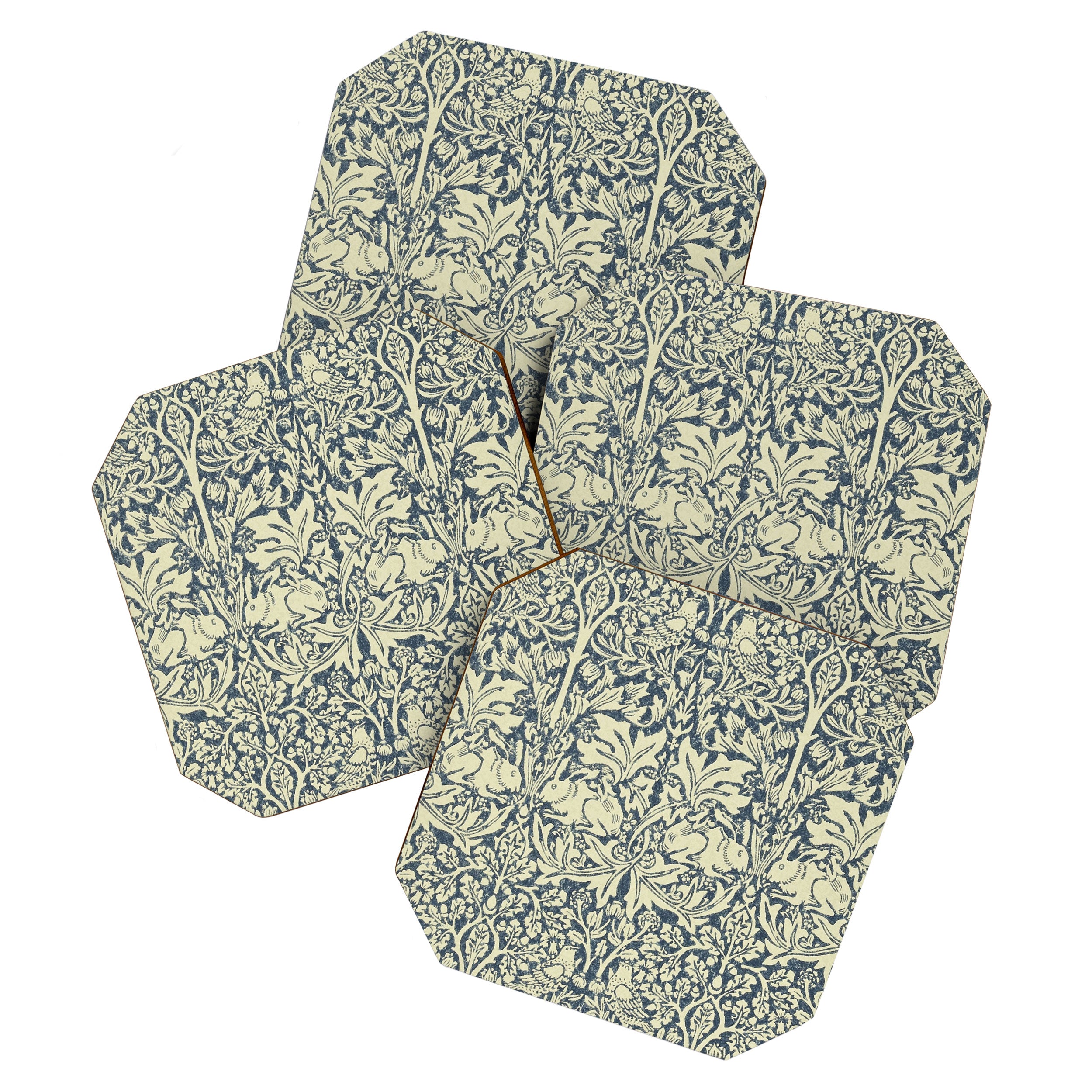 William Morris Brer Rabbit Indigo Blue Vintage Pattern Coaster Gallery Image 1