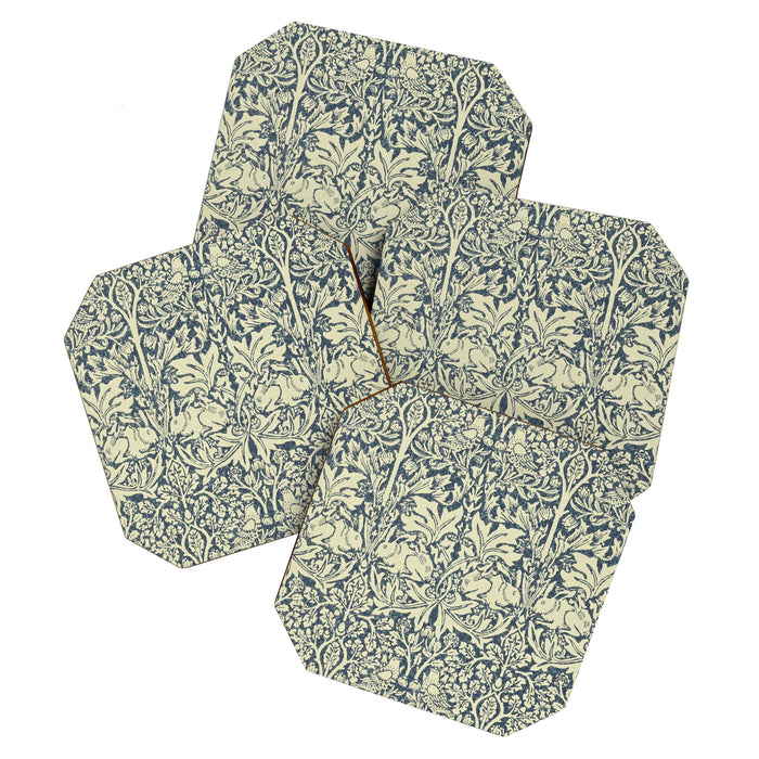 William Morris Brer Rabbit Indigo Blue Vintage Pattern Coaster Gallery Image 1