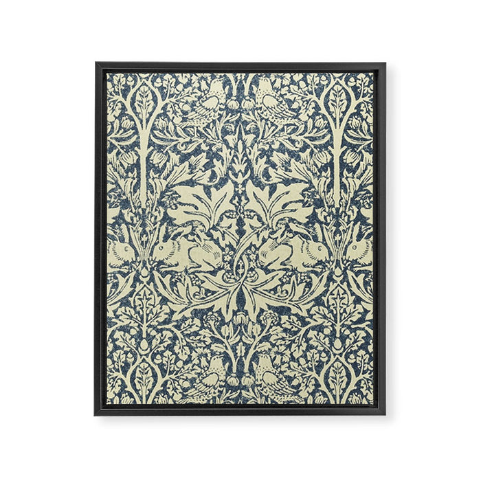 William Morris Brer Rabbit Indigo Blue Vintage Pattern Framed Canvas Print Gallery Image 1