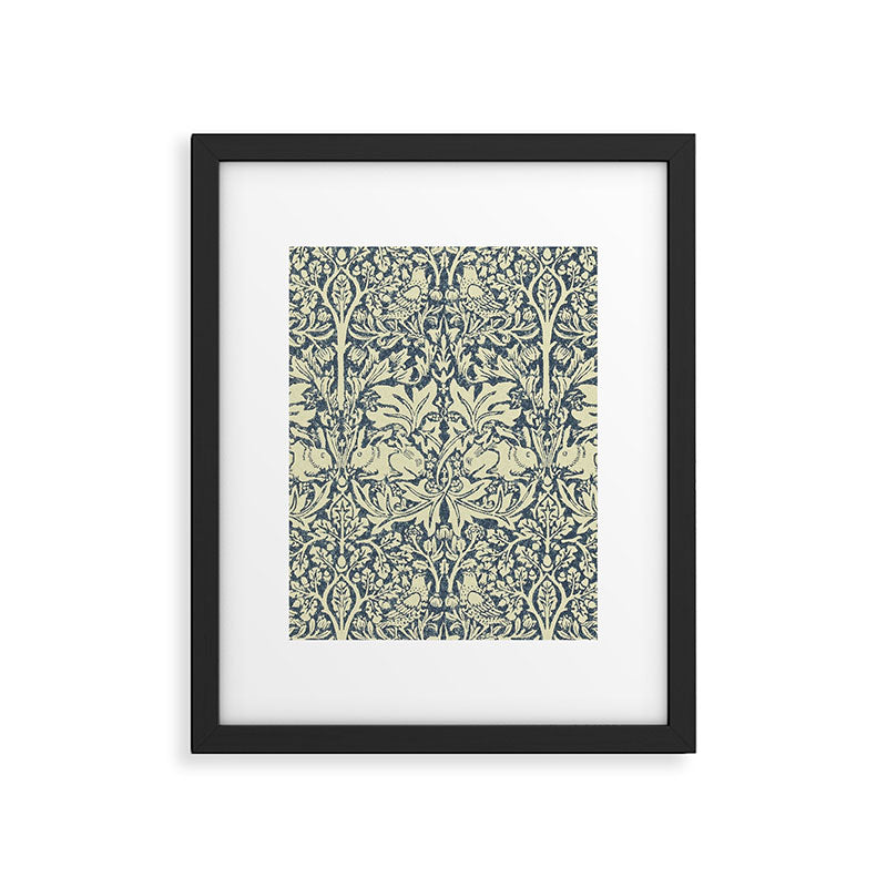 William Morris Brer Rabbit Indigo Blue Vintage Pattern Framed Art Print Gallery Image 6