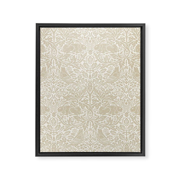 William Morris Brer Rabbit Linen Beige Vintage Pattern Framed Canvas Print Gallery Image 1